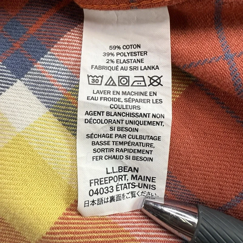 LL Bean Shirt Mens Large Plaid Multicolor Short Sleeve Button Up Traditional Fit